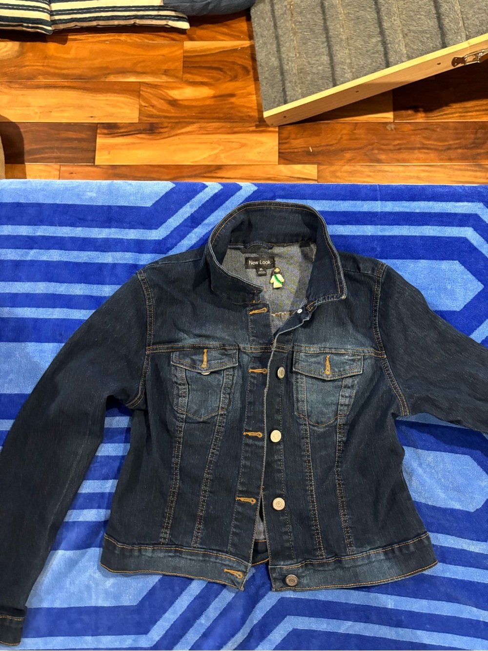 New Look Dark Indigo Denim Jacket with Contrast Stitching